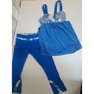 womens lululemon  Blue  leggings Crop  size 8 and shirt size 4 set 2 pcs